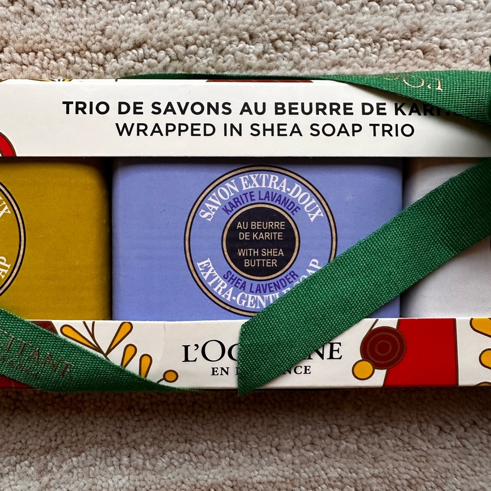 L'Occitane Trio of Shea Butter Extra-Gentle Solid Hand & Body Soap Holiday Gift - Picture 4 of 9